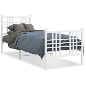 vidaXL Bettgestell mit Kopf- und Fußteil Metall Weiß 75x190 cm