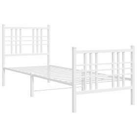 vidaXL Bettgestell mit Kopf- und Fußteil Metall Weiß 75x190 cm
