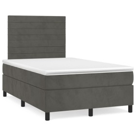 vidaXL Boxspringbett mit Matratze Dunkelgrün 120x190 cm Samt
