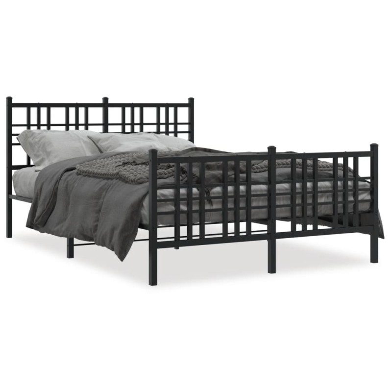 vidaXL Bettgestell mit Kopf- und Fußteil Metall Schwarz 137x190 cm vidaXL Bettgestell mit Kopf- und Fußteil Metall Schwarz 137x190 cm