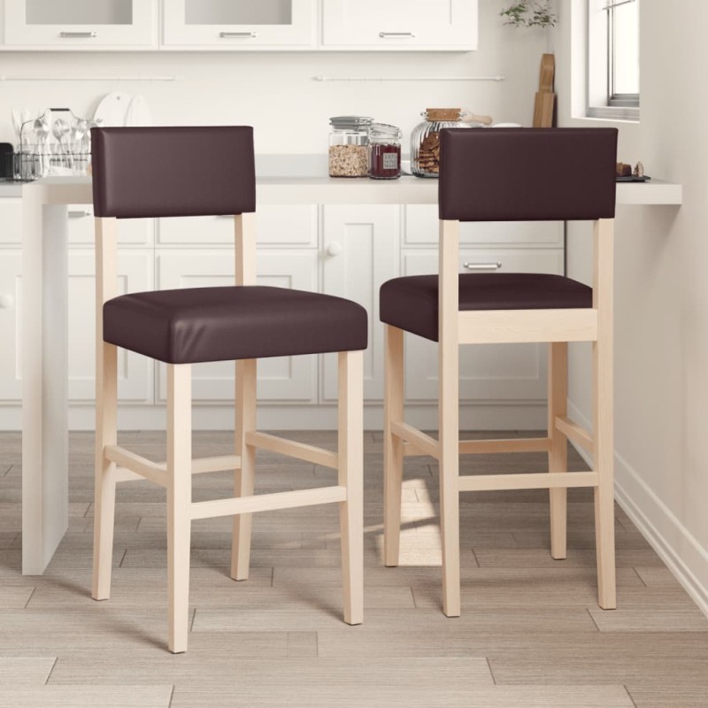vidaXL Barstühle 2 Stk. Massivholz Gummibaum und Kunstleder vidaXL Barstühle 2 Stk. Massivholz Gummibaum und Kunstleder