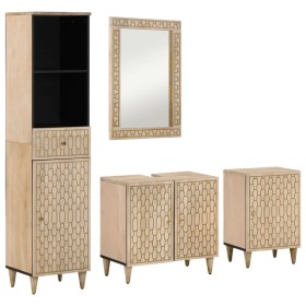 vidaXL 4-tlg. Badmöbel-Set Massivholz Mango