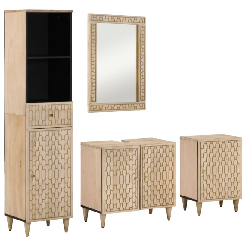 vidaXL 4-tlg. Badmöbel-Set Massivholz Mango vidaXL 4-tlg. Badmöbel-Set Massivholz Mango