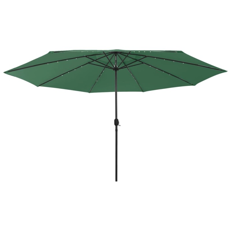 vidaXL Sonnenschirm mit LED-Leuchten und Metallmast 400 cm Grün vidaXL Sonnenschirm mit LED-Leuchten und Metallmast 400 cm Grün