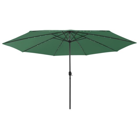 vidaXL Sonnenschirm mit LED-Leuchten und Metallmast 400 cm Grün