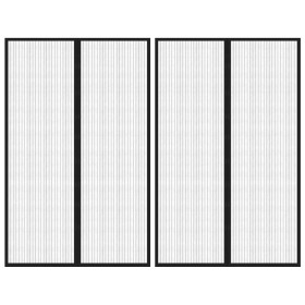 vidaXL Fliegengitter-Türvorhänge 2 Stk. Magnet Schwarz 220x130 cm