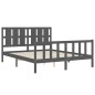 Massivholzbett mit Kopfteil Grau 160x200 cm Massivholzbett mit Kopfteil Grau 160x200 cm