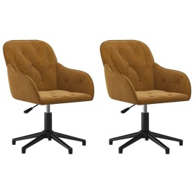 vidaXL Esszimmerstühle 2 Stk. Drehbar Braun Samt