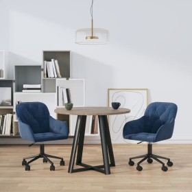 vidaXL Esszimmerstühle 2 Stk. Drehbar Blau Samt
