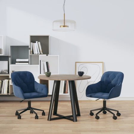 vidaXL Esszimmerstühle 2 Stk. Drehbar Blau Samt