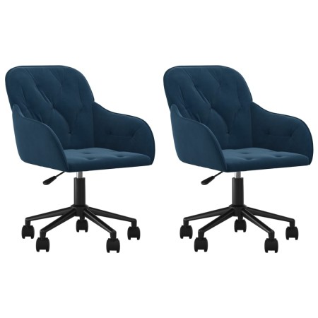 vidaXL Esszimmerstühle 2 Stk. Drehbar Blau Samt