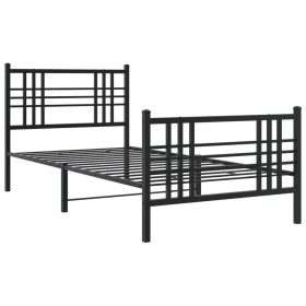 vidaXL Bettgestell mit Kopf- und Fußteil Metall Schwarz 100x200 cm