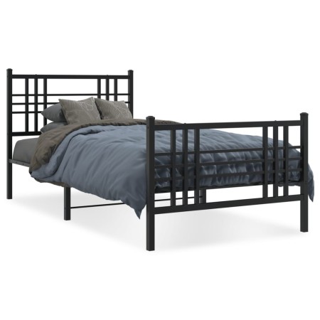 vidaXL Bettgestell mit Kopf- und Fußteil Metall Schwarz 90x200 cm