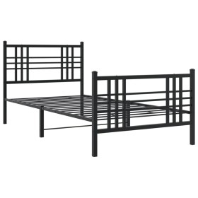 vidaXL Bettgestell mit Kopf- und Fußteil Metall Schwarz 90x200 cm