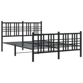 vidaXL Bettgestell mit Kopf- und Fußteil Metall Schwarz 120x200 cm