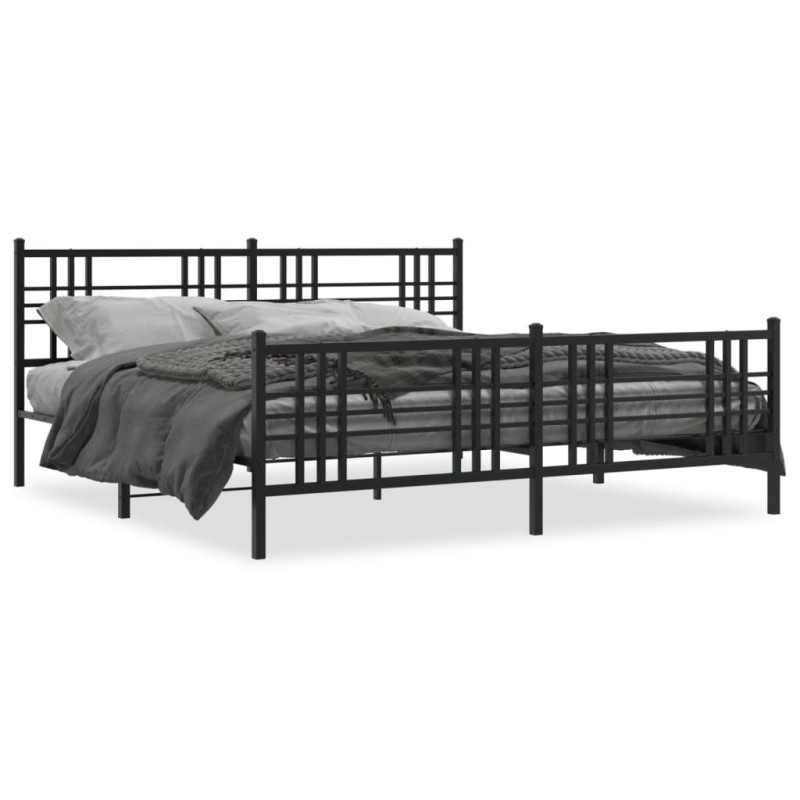 vidaXL Bettgestell mit Kopf- und Fußteil Metall Schwarz 200x200 cm vidaXL Bettgestell mit Kopf- und Fußteil Metall Schwarz 200x200 cm