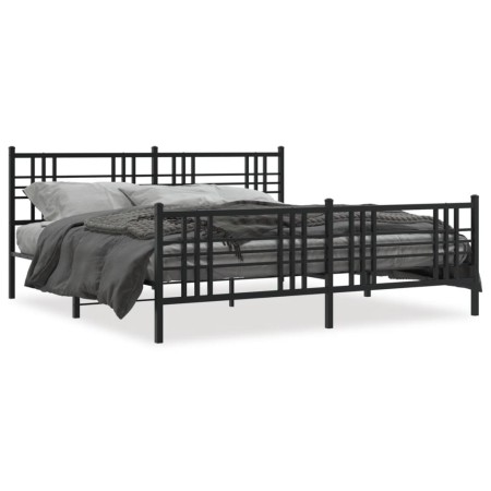 vidaXL Bettgestell mit Kopf- und Fußteil Metall Schwarz 200x200 cm