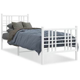 vidaXL Bettgestell mit Kopf- und Fußteil Metall Weiß 80x200 cm