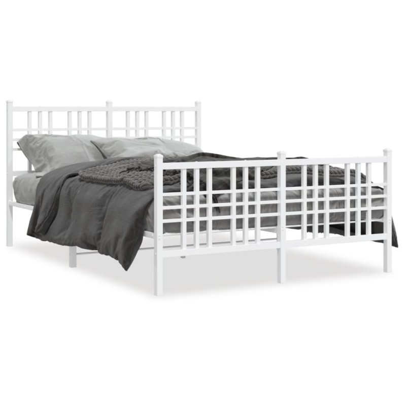 vidaXL Bettgestell mit Kopf- und Fußteil Metall Weiß 120x200 cm vidaXL Bettgestell mit Kopf- und Fußteil Metall Weiß 120x200 cm