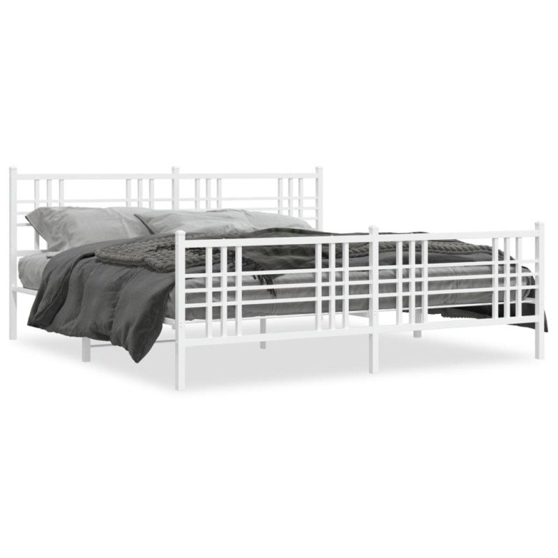 vidaXL Bettgestell mit Kopf- und Fußteil Metall Weiß 183x213 cm vidaXL Bettgestell mit Kopf- und Fußteil Metall Weiß 183x213 cm