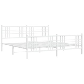 vidaXL Bettgestell mit Kopf- und Fußteil Metall Weiß 183x213 cm