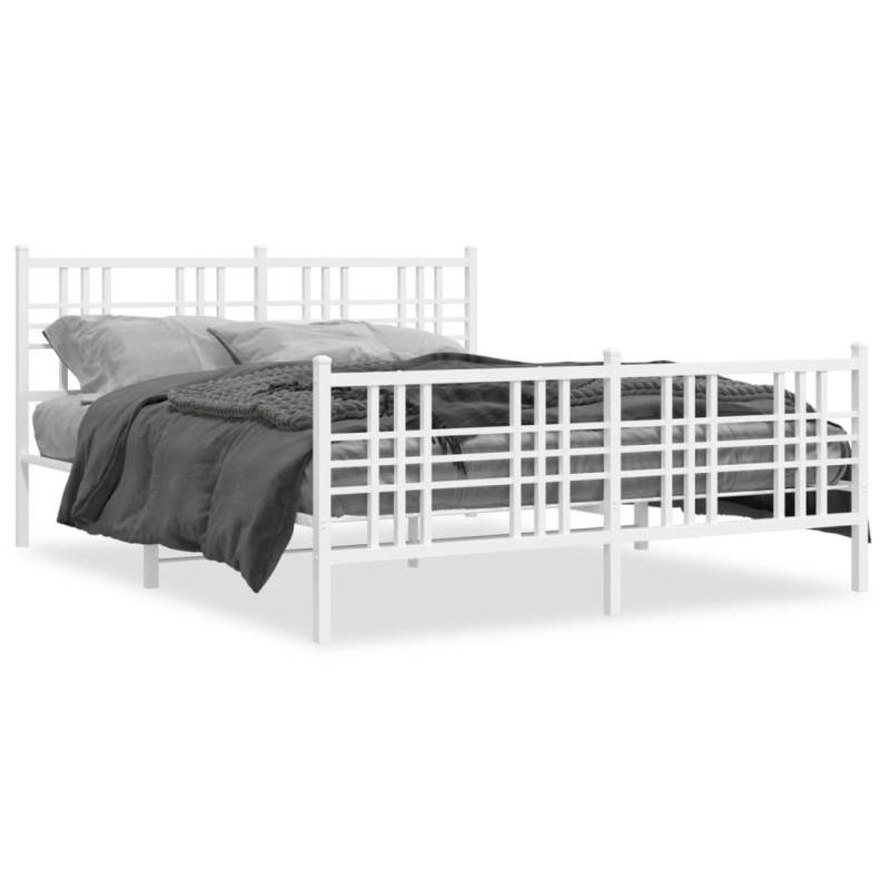 vidaXL Bettgestell mit Kopf- und Fußteil Metall Weiß 160x200 cm vidaXL Bettgestell mit Kopf- und Fußteil Metall Weiß 160x200 cm
