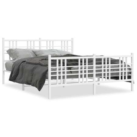 vidaXL Bettgestell mit Kopf- und Fußteil Metall Weiß 160x200 cm