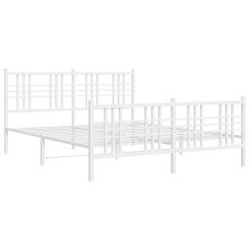 vidaXL Bettgestell mit Kopf- und Fußteil Metall Weiß 160x200 cm