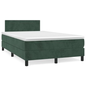 vidaXL Boxspringbett mit Matratze Dunkelgrün 120x190 cm Samt