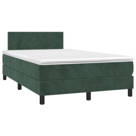 vidaXL Boxspringbett mit Matratze Dunkelgrün 120x190 cm Samt