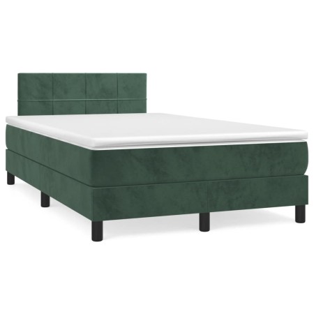 vidaXL Boxspringbett mit Matratze Dunkelgrün 120x190 cm Samt