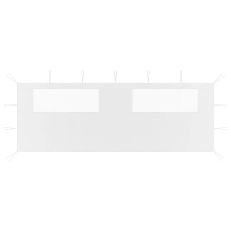 Pavillon-Seitenwand mit Fenstern 6x2 m Weiß