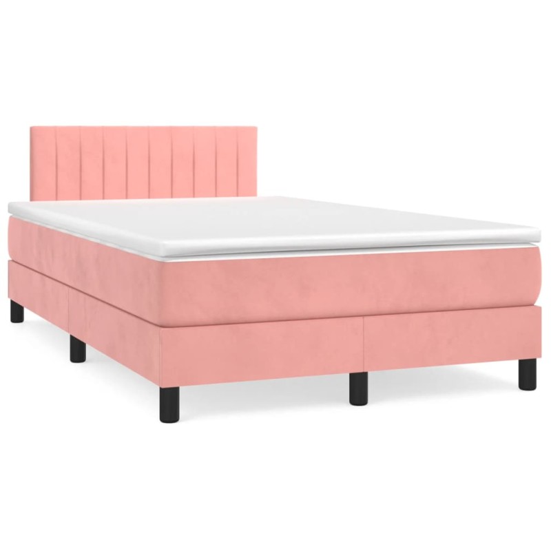 vidaXL Boxspringbett mit Matratze Rosa 120x190 cm Samt vidaXL Boxspringbett mit Matratze Rosa 120x190 cm Samt