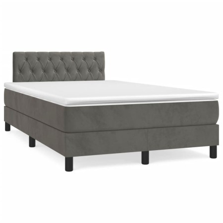 vidaXL Boxspringbett mit Matratze Dunkelgrün 120x190 cm Samt