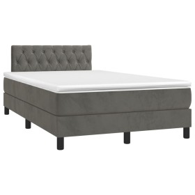 vidaXL Boxspringbett mit Matratze Dunkelgrün 120x190 cm Samt