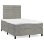 vidaXL Boxspringbett mit Matratze Hellgrau 120x190 cm Samt vidaXL Boxspringbett mit Matratze Hellgrau 120x190 cm Samt