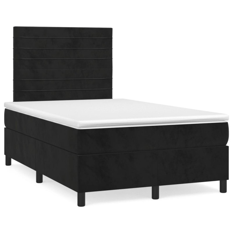 vidaXL Boxspringbett mit Matratze Schwarz 120x190 cm Samt vidaXL Boxspringbett mit Matratze Schwarz 120x190 cm Samt