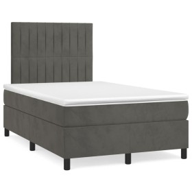 vidaXL Boxspringbett mit Matratze Dunkelgrün 120x190 cm Samt