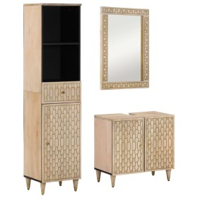 vidaXL 3-tlg. Badmöbel-Set Massivholz Mango