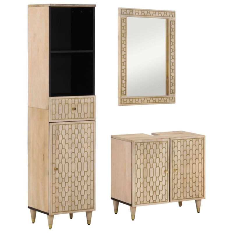 vidaXL 3-tlg. Badmöbel-Set Massivholz Mango vidaXL 3-tlg. Badmöbel-Set Massivholz Mango