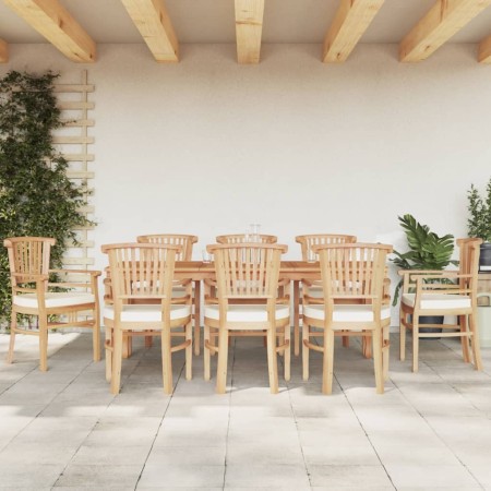 vidaXL 9-tlg. Garten-Essgruppe Massivholz Teak