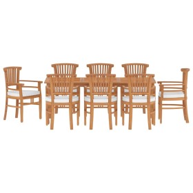 vidaXL 9-tlg. Garten-Essgruppe Massivholz Teak