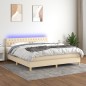 vidaXL Boxspringbett mit Matratze & LED Creme 160x200 cm Stoff vidaXL Boxspringbett mit Matratze & LED Creme 160x200 cm Stoff
