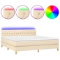 vidaXL Boxspringbett mit Matratze & LED Creme 160x200 cm Stoff vidaXL Boxspringbett mit Matratze & LED Creme 160x200 cm Stoff
