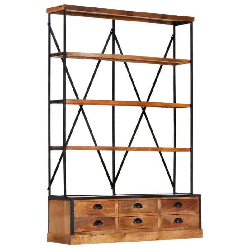 vidaXL Bücherregal 4 Ebenen 6 Schubladen 122×36×181 cm Massivholz vidaXL Bücherregal 4 Ebenen 6 Schubladen 122×36×181 cm Massivholz