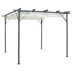 vidaXL Pergola mit Versenkbarem Dach Cremeweiß 3x3 m Stahl