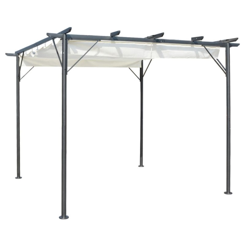 vidaXL Pergola mit Versenkbarem Dach Cremeweiß 3x3 m Stahl vidaXL Pergola mit Versenkbarem Dach Cremeweiß 3x3 m Stahl