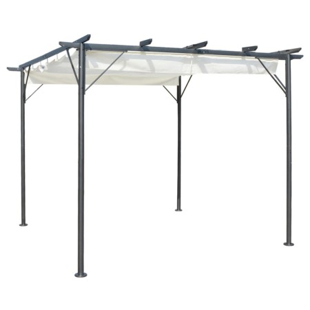 vidaXL Pergola mit Versenkbarem Dach Cremeweiß 3x3 m Stahl