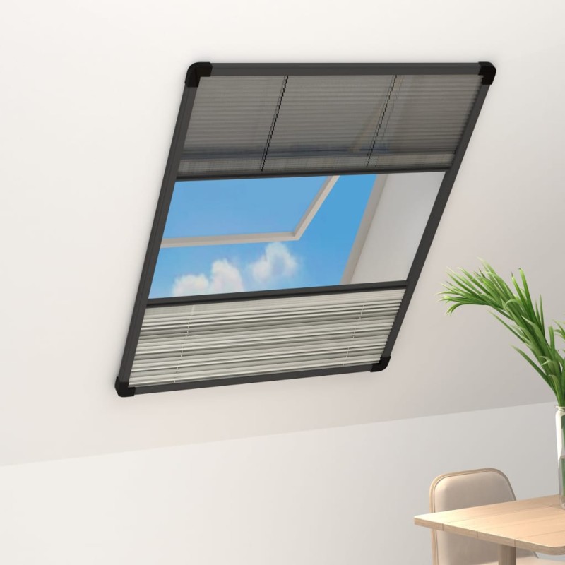 vidaXL Insektenschutz-Plissee für Fenster Alu 80x120 cm mit Jalousie vidaXL Insektenschutz-Plissee für Fenster Alu 80x120 cm mit Jalousie