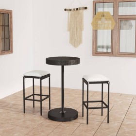 vidaXL 3-tlg. Gartenbar-Set mit Kissen Poly Rattan Schwarz